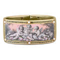 Mid victorian enameled yellow gold putti bracelet