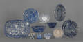 Twelve pieces of blue spongeware
