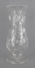 Webb crystal vase with relief and cut floral decoration
