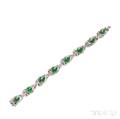 14kt White Gold Jade and Diamond Bracelet