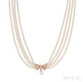 18kt Gold Cultured Pearl and Diamond Necklace Van Cleef  Arpels
