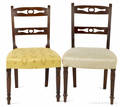 Two Philadelphia Sheraton mahogany dining chairs