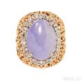 14kt Gold Lavender Jade and Diamond Ring