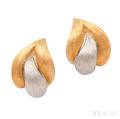 18kt Gold and Platinum Earclips Henry Dunay