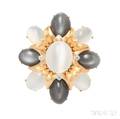 18kt Gold Moonstone and Diamond Sabi Brooch Henry Dunay