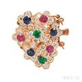 18kt Gold Diamond Ruby Emerald and Sapphire Clasp
