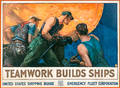 Framed William Dodge Stevens Teamwork Builds Ships Poster