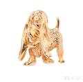14kt Gold Basset Hound Brooch
