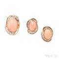 14kt Gold Angelskin Coral and Diamond Earrings and Ring