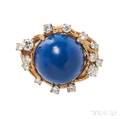 18kt Gold Lapis and Diamond Ring