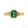 22kt Gold Emerald and Diamond Ring