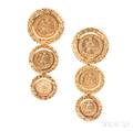 18kt Gold and Mexican Gold Coin Earrings