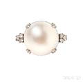 Platinum South Sea Pearl and Diamond Ring