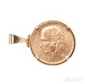14kt Gold and Mexican Gold Coin Pendant