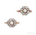 Two Antique Gold Pearl and Diamond Rings