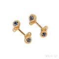 18kt Gold and Sapphire Cuff Links Schlumberger Tiffany  Co