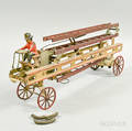 Painted Tin and Wood Ladder Truck