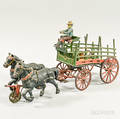 Polychrome Cast Iron Horsedrawer Beer Wagon