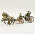 Polychrome Cast Iron Horsedrawn Fire Pumper Wagon