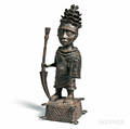 Edostyle Cast Bronze Figure of a Male with Staff and Shield