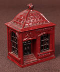 Cast iron  Home Savings  still bank with a dog finial