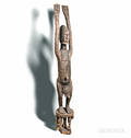 Dogonstyle Carved Wood Male Figure on a Nommos Stool