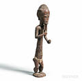 Baulestyle Carved Male Divination Figure Holding an Egg