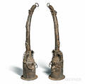 Two Edostyle Bronze Figural Helmets