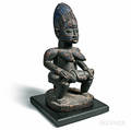 Africanstyle Carved and Ebonized Seated Maternal Figure