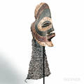 Songyestyle Polychrome Carved Kifwebe Mask