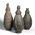 Set of Three African Figural Pottery Covered Vessels
