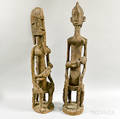 Two Bamanastyle Carved Wood Seated Maternity Figures