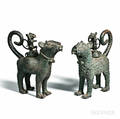 Two Edostyle Bronze Leopardform Lidded Vessels
