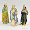 Three Carved and Painted Wood Religious Figures