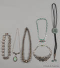 Five sterling and turquoise necklaces