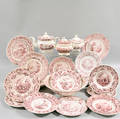 Twentyeight Red Transferdecorated Ceramic Tableware Items