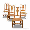 Four Early Maple Woven Seat Side Chairs