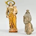 Two Carved Wood Religious Figures