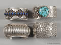 Four Navajo sterling cuff bracelets