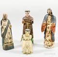 Four Small Carved and Painted Religious Figures