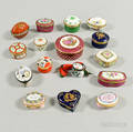 Sixteen Enameled and Porcelain Patch Boxes