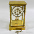 French Glass and Brass Shelf Clock