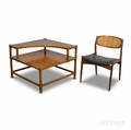 Selig Midcentury Modern Teak Chair and an Unmarked Corner Table