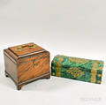 Georgian Mahogany Box and a Brassbound Faux Malachite Box