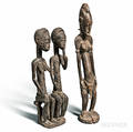 Baulestyle Carved Wood Primordial Couple and a Dogonstyle Female Figure