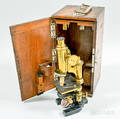 Cased C Reichert Wein Brass Monocular Microscope
