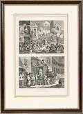 Framed Hogarth The Times and a Country Inn Yard Engraving