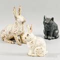 Two Cast Iron Rabbit Doorstops and a Cat Doorstop
