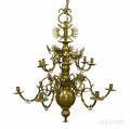 Dutchstyle Brass Twelvelight Chandelier