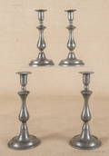 Two pair of pewter candlesticks ca 1840